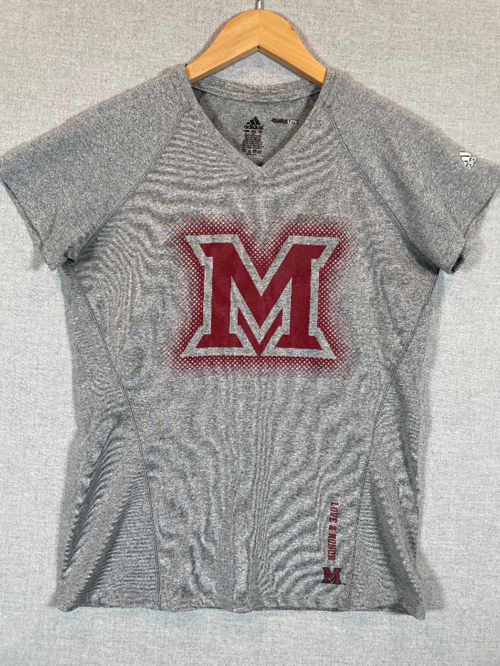 Adidas Miami University RedHawks Climalite Gray Graphic Tee Women’s S